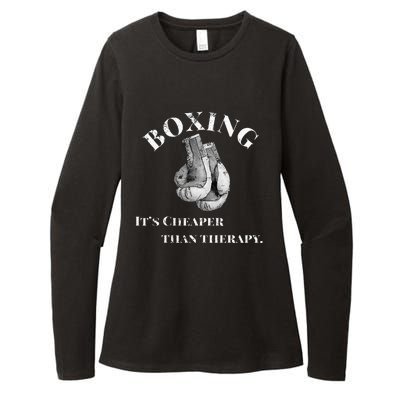 Funny Boxing T Cheaper Than Therapy Womens CVC Long Sleeve Shirt