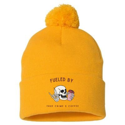 Fueled By True Crime And Coffee Pom Pom 12in Knit Beanie