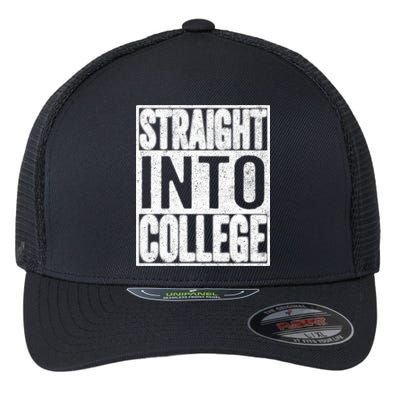 Funny Back To School Shirts Straight Into College Flexfit Unipanel Trucker Cap