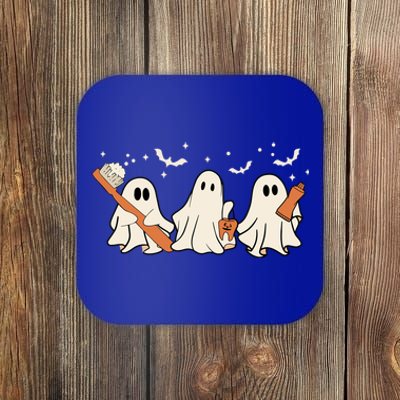 Funny Boo Teeth Toothbrush Retro Pumpkin Halloween Dentist Gift Coaster