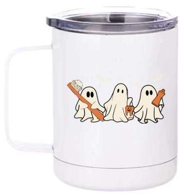 Funny Boo Teeth Toothbrush Retro Pumpkin Halloween Dentist Gift 12 oz Stainless Steel Tumbler Cup