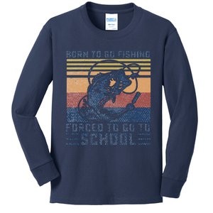 Funny Born To Go Fishing Bass Fish Fisherman Kids Long Sleeve Shirt