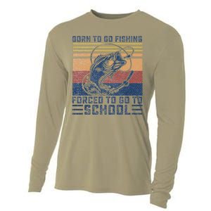 Funny Born To Go Fishing Bass Fish Fisherman Funny Cooling Performance Long Sleeve Crew