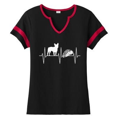 French Bulldog Taco Lover Heartbeat Bulldog Lover Ladies Halftime Notch Neck Tee