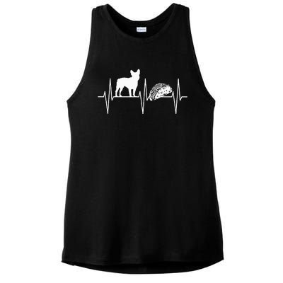 French Bulldog Taco Lover Heartbeat Bulldog Lover Ladies PosiCharge Tri-Blend Wicking Tank