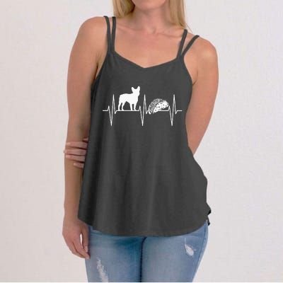 French Bulldog Taco Lover Heartbeat Bulldog Lover Women's Strappy Tank