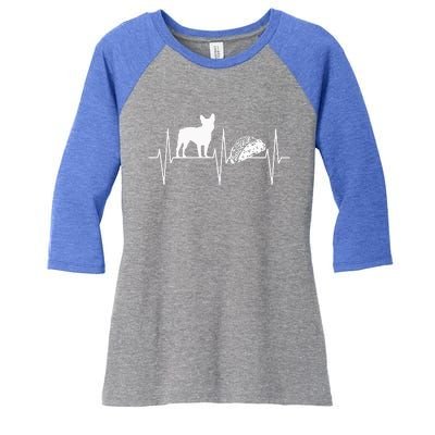 French Bulldog Taco Lover Heartbeat Bulldog Lover Women's Tri-Blend 3/4-Sleeve Raglan Shirt