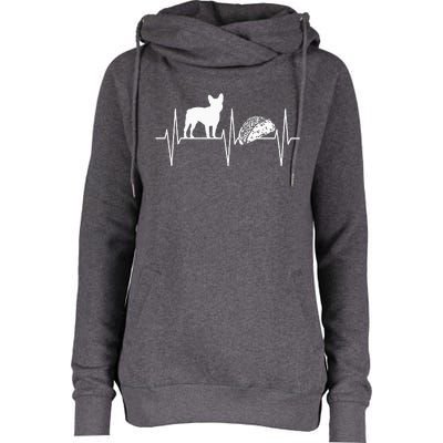 French Bulldog Taco Lover Heartbeat Bulldog Lover Womens Funnel Neck Pullover Hood