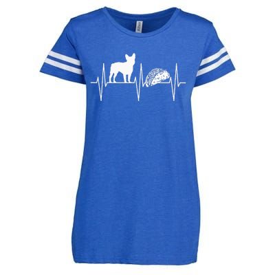 French Bulldog Taco Lover Heartbeat Bulldog Lover Enza Ladies Jersey Football T-Shirt