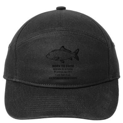 Funny Born To Swim Ocean Is A Fuk Kill Em All 1989 7-Panel Snapback Hat