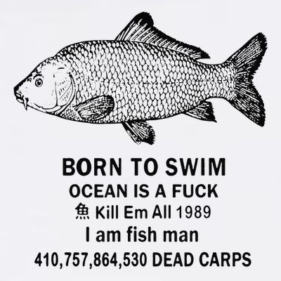 Funny Born To Swim Ocean Is A Fuk Kill Em All 1989 T-Shirt