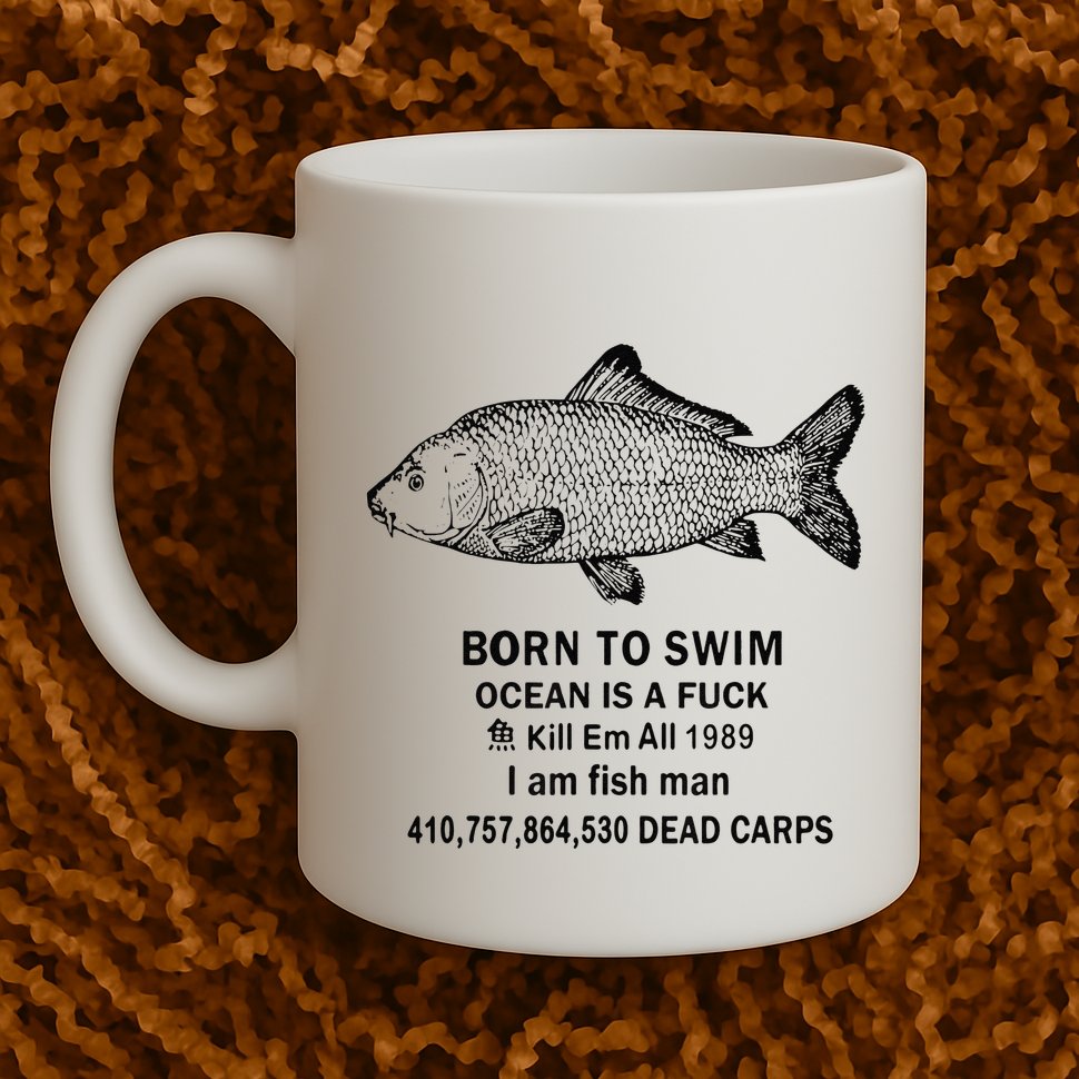 Funny Born To Swim Ocean Is A Fuk Kill Em All 1989 Mug