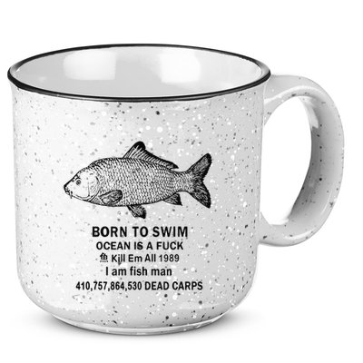 Funny Born To Swim Ocean Is A Fuk Kill Em All 1989 15oz Campfire Ceramic Mug