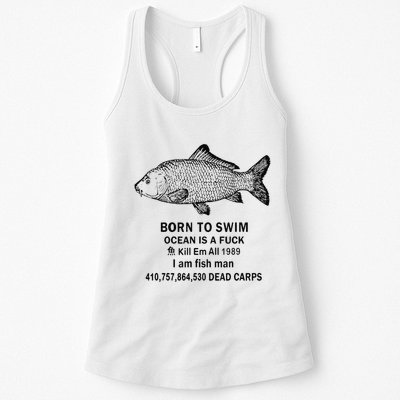Funny Born To Swim Ocean Is A Fuk Kill Em All 1989 Womens Tank Top