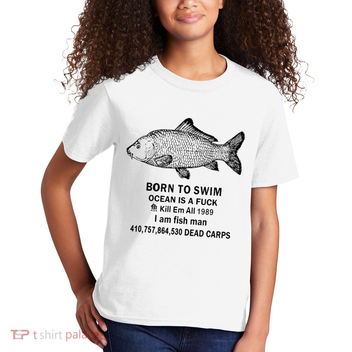 Funny Born To Swim Ocean Is A Fuk Kill Em All 1989 Kids T-Shirt