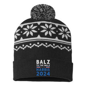 Funny Balz To The Walz Kamala Harris Tim Walz Ticket 2024 USA-Made Snowflake Beanie