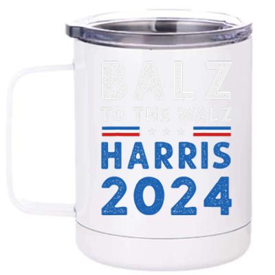 Funny Balz To The Walz Kamala Harris Tim Walz Ticket 2024 12 oz Stainless Steel Tumbler Cup