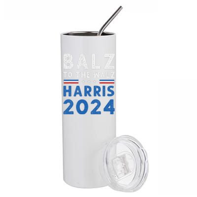 Funny Balz To The Walz Kamala Harris Tim Walz Ticket 2024 Stainless Steel Tumbler