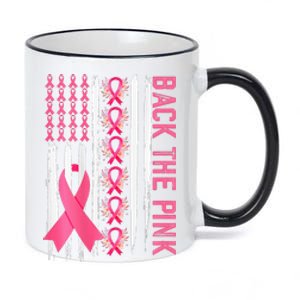 Flag Back The Pink Breast Cancer Awareness 11oz Black Color Changing Mug