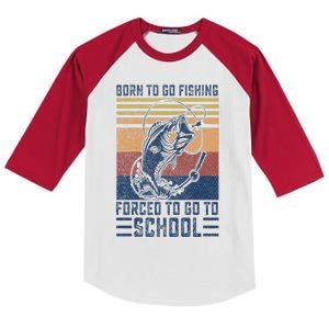 Funny Born To Go Fishing Bass Fish Fisherman Kids Colorblock Raglan Jersey