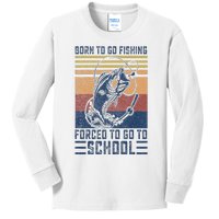 Funny Born To Go Fishing Bass Fish Fisherman Kids Long Sleeve Shirt