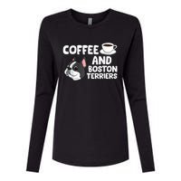 Funny Boston Terrier Lover Coffee And Boston Terriers Womens Cotton Relaxed Long Sleeve T-Shirt