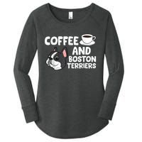 Funny Boston Terrier Lover Coffee And Boston Terriers Women's Perfect Tri Tunic Long Sleeve Shirt