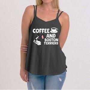 Funny Boston Terrier Lover Coffee And Boston Terriers Women's Strappy Tank