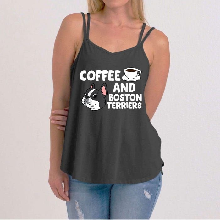 Funny Boston Terrier Lover Coffee And Boston Terriers Women's Strappy Tank