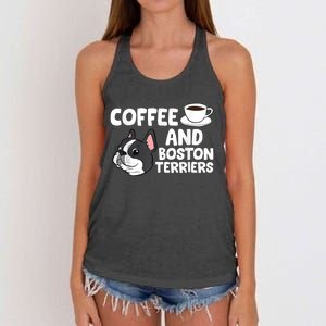 Funny Boston Terrier Lover Coffee And Boston Terriers Women's Knotted Racerback Tank