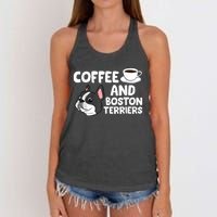 Funny Boston Terrier Lover Coffee And Boston Terriers Women's Knotted Racerback Tank