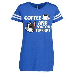 Funny Boston Terrier Lover Coffee And Boston Terriers Enza Ladies Jersey Football T-Shirt