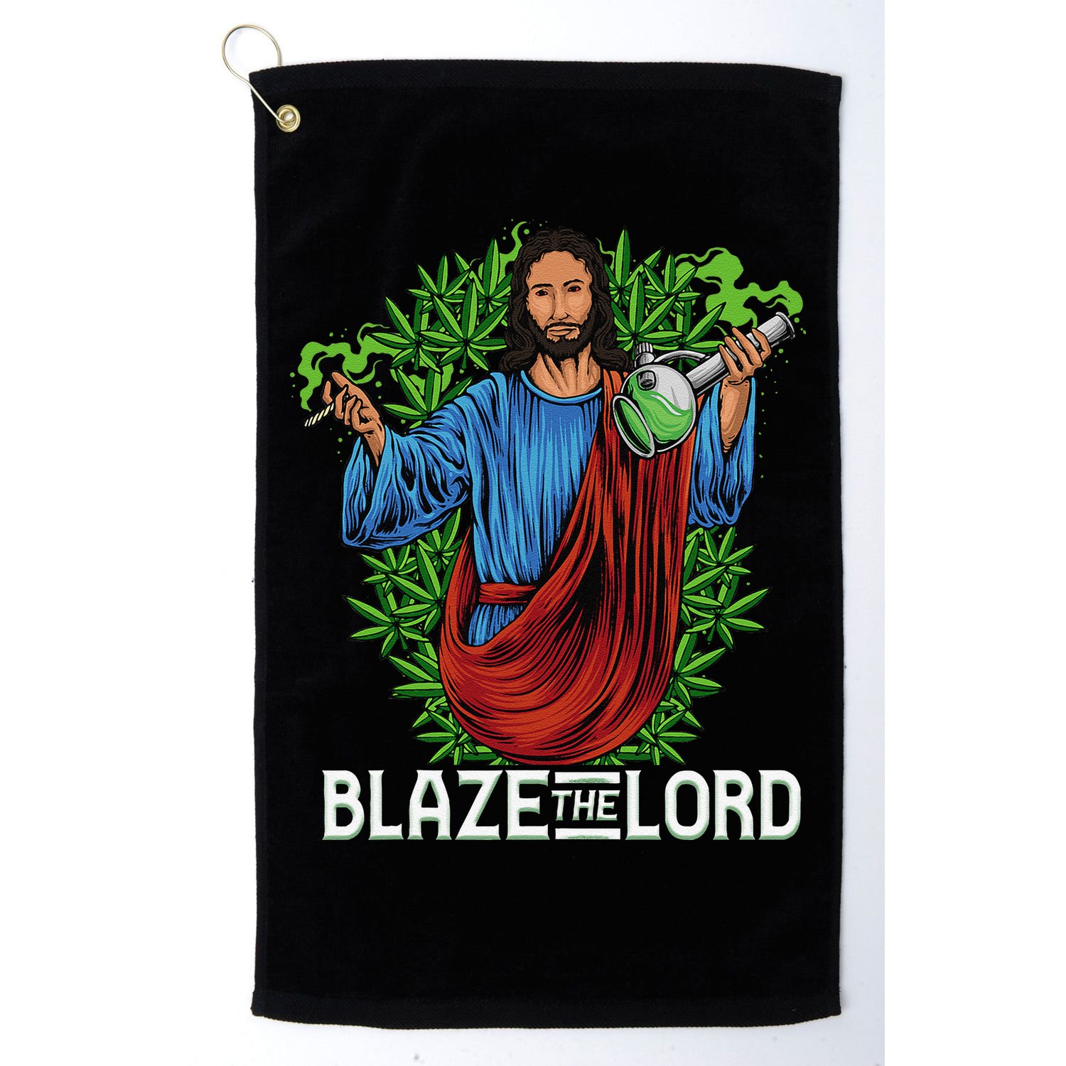 Funny Blaze The Lord High Stoned Jesus 420 Weed Lovers Gift Golf Towel
