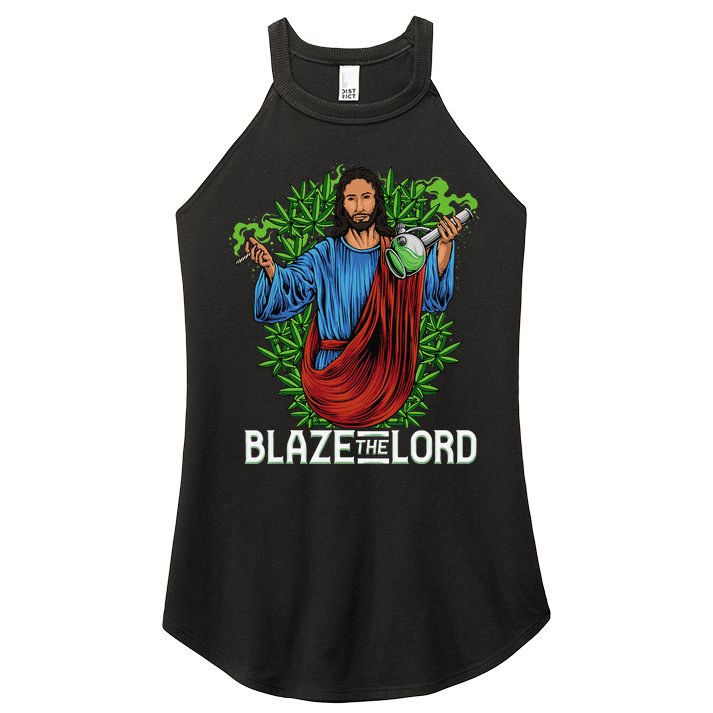 Funny Blaze The Lord High Stoned Jesus 420 Weed Lovers Gift Women's Perfect Tri Rocker Tank