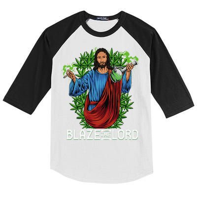 Funny Blaze The Lord High Stoned Jesus 420 Weed Lovers Gift Kids Colorblock Raglan Jersey
