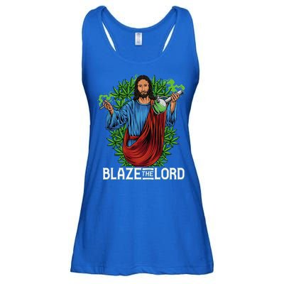 Funny Blaze The Lord High Stoned Jesus 420 Weed Lovers Gift Ladies Essential Flowy Tank