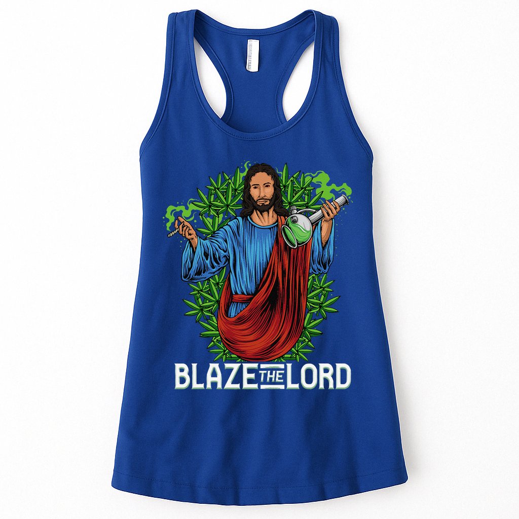 Funny Blaze The Lord High Stoned Jesus 420 Weed Lovers Gift Womens Tank Top