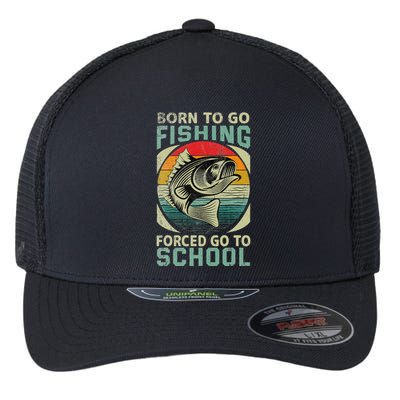 Funny Born To Go Fishing Gift Bass Fish Fisherman Flexfit Unipanel Trucker Cap