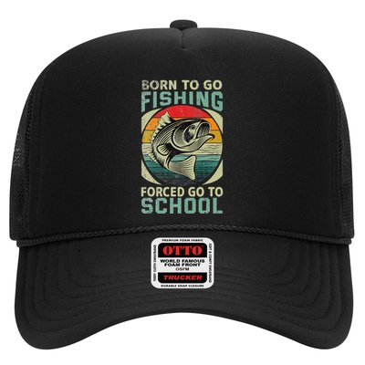 Funny Born To Go Fishing Gift Bass Fish Fisherman Trucker Hat