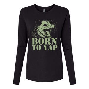 Funny Born To Yap Opossum Womens Cotton Relaxed Long Sleeve T-Shirt