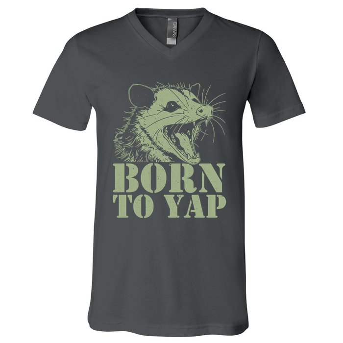 Funny Born To Yap Opossum V-Neck T-Shirt