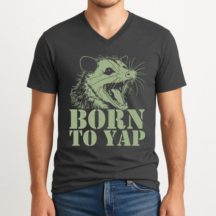 Funny Born To Yap Opossum V-Neck T-Shirt