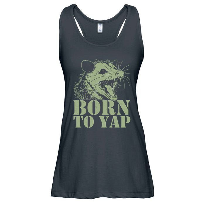 Funny Born To Yap Opossum Ladies Essential Flowy Tank