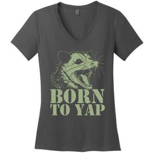 Funny Born To Yap Opossum Women's V-Neck T-Shirt