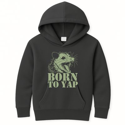 Funny Born To Yap Opossum Kids Hoodie