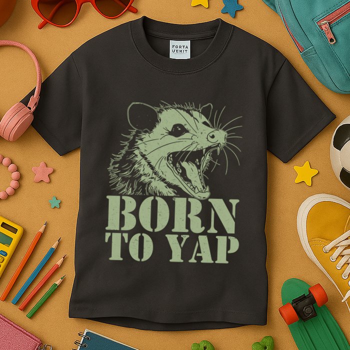 Funny Born To Yap Opossum Kids T-Shirt