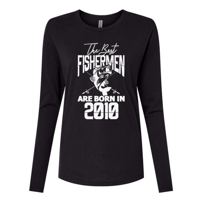 Fishing Birthday The Best Fishermen Are Born In 2010 Womens Cotton Relaxed Long Sleeve T-Shirt