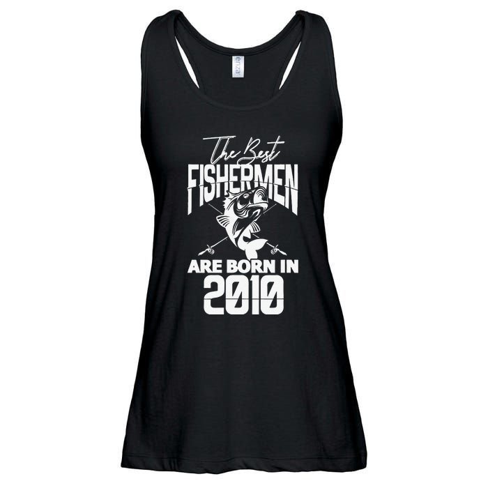 Fishing Birthday The Best Fishermen Are Born In 2010 Ladies Essential Flowy Tank