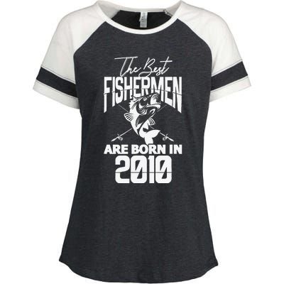 Fishing Birthday The Best Fishermen Are Born In 2010 Enza Ladies Jersey Colorblock Tee