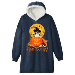 Funny Boston Terrier Dog Spooky Halloween Hooded Wearable Blanket